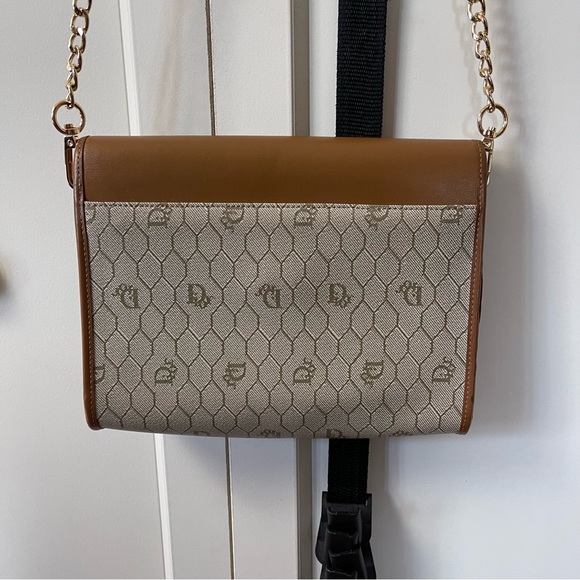 Vintage Dior honeycomb Beige & Brown Coated Canvas Shoulder Bag-no dustbag - Picture 6 of 16